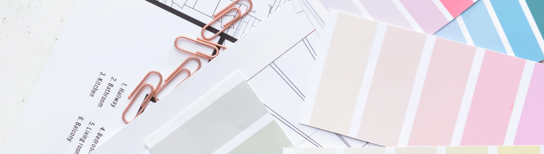 color swatches scattered on the table